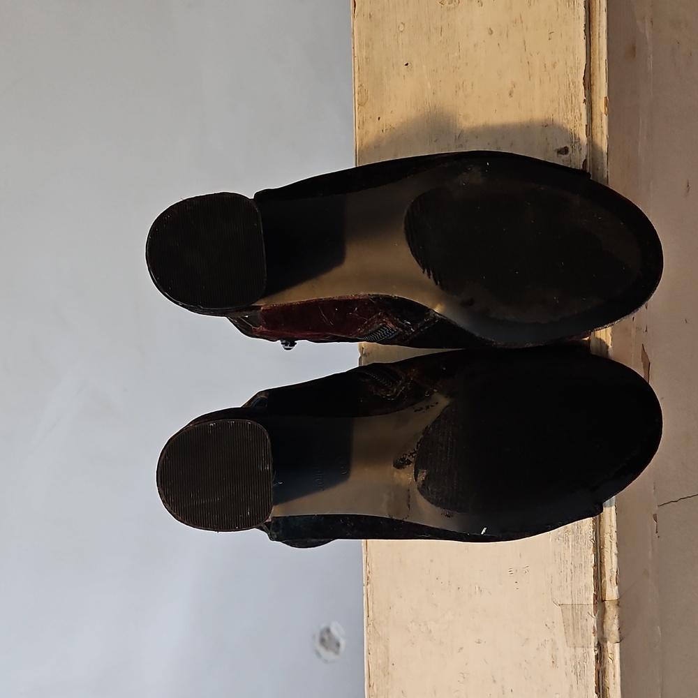 Metaphor Black Ankle Booties Sleek Velvet Flower Design - Picture 6 of 11